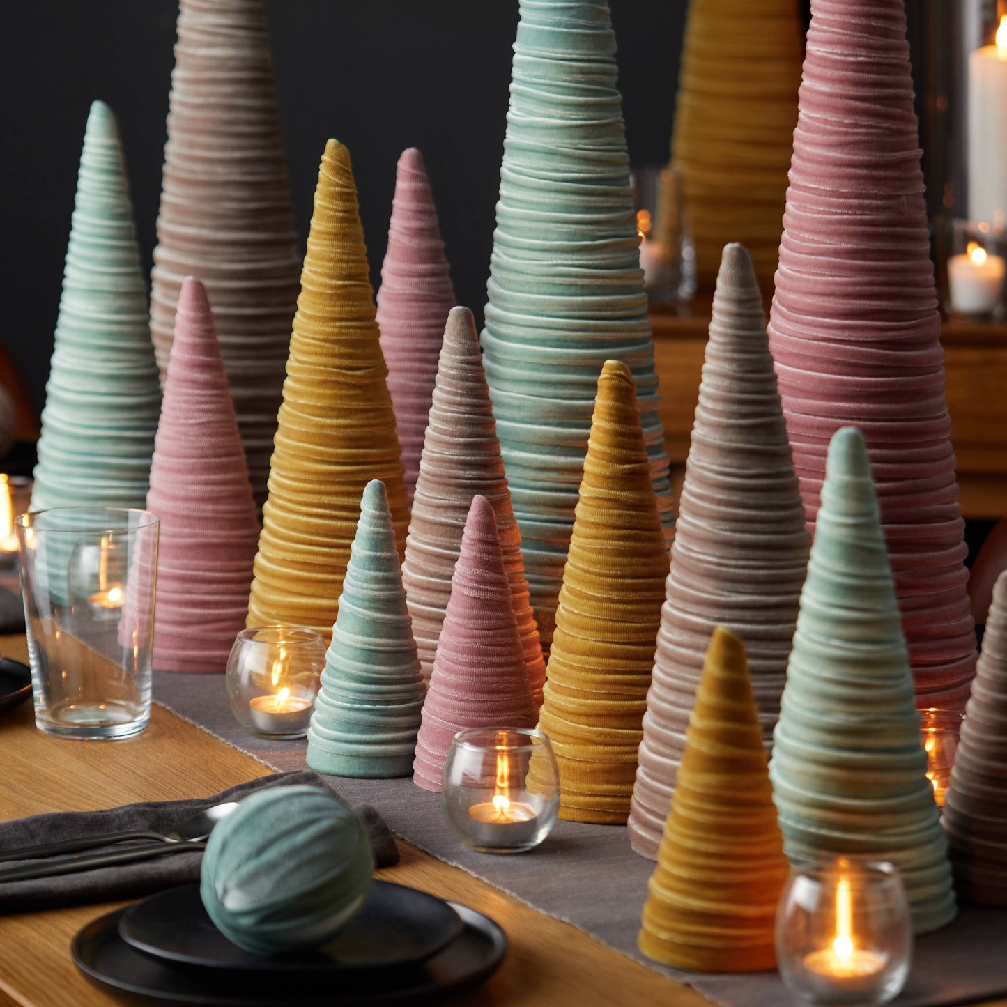 Christmas Tree Cones Velvet Medium