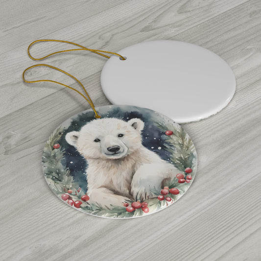 Polar Bear Ceramic Ornament Christmas Gift Polar Bear Christmas Ornament Polar Bear Ornament Cute Bear
