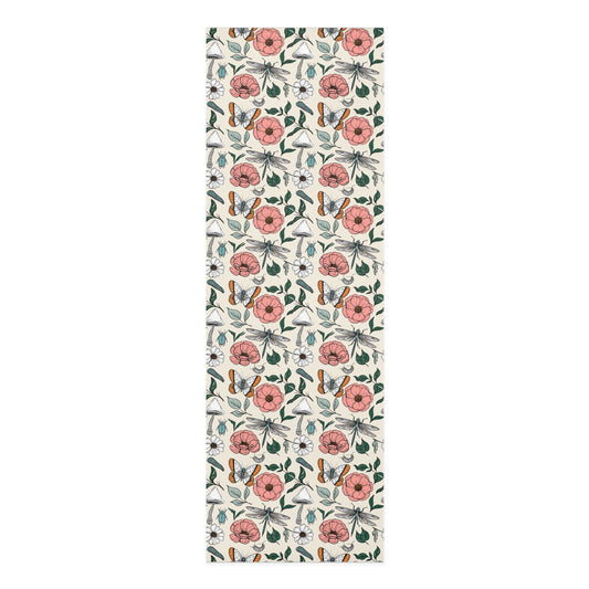 Flower Dragon Fly Mushroom Cottagecore Foam Yoga Mat 24x72in