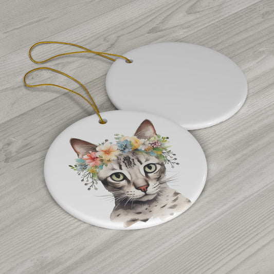 Egyptian Mau Cat Ceramic Ornament Christmas Gift