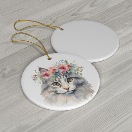 American Curl Cat Ceramic Ornament Christmas Gift