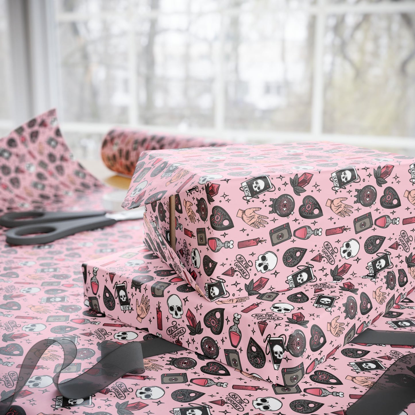 Pink Goth Gift Wrapping Paper Cute Gift Wrap
