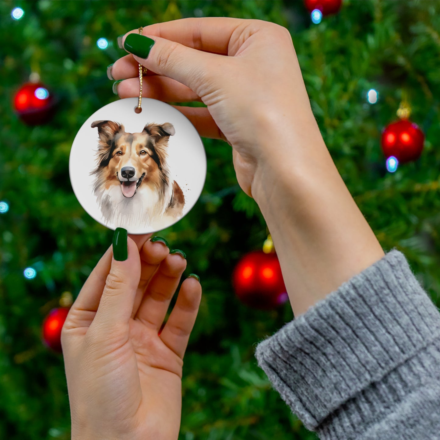 Collie Ceramic Ornament Christmas Gift