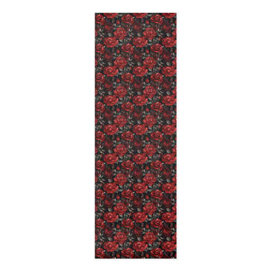 Dark Rose Cottagecore Floral Foam Yoga Mat 24x72in