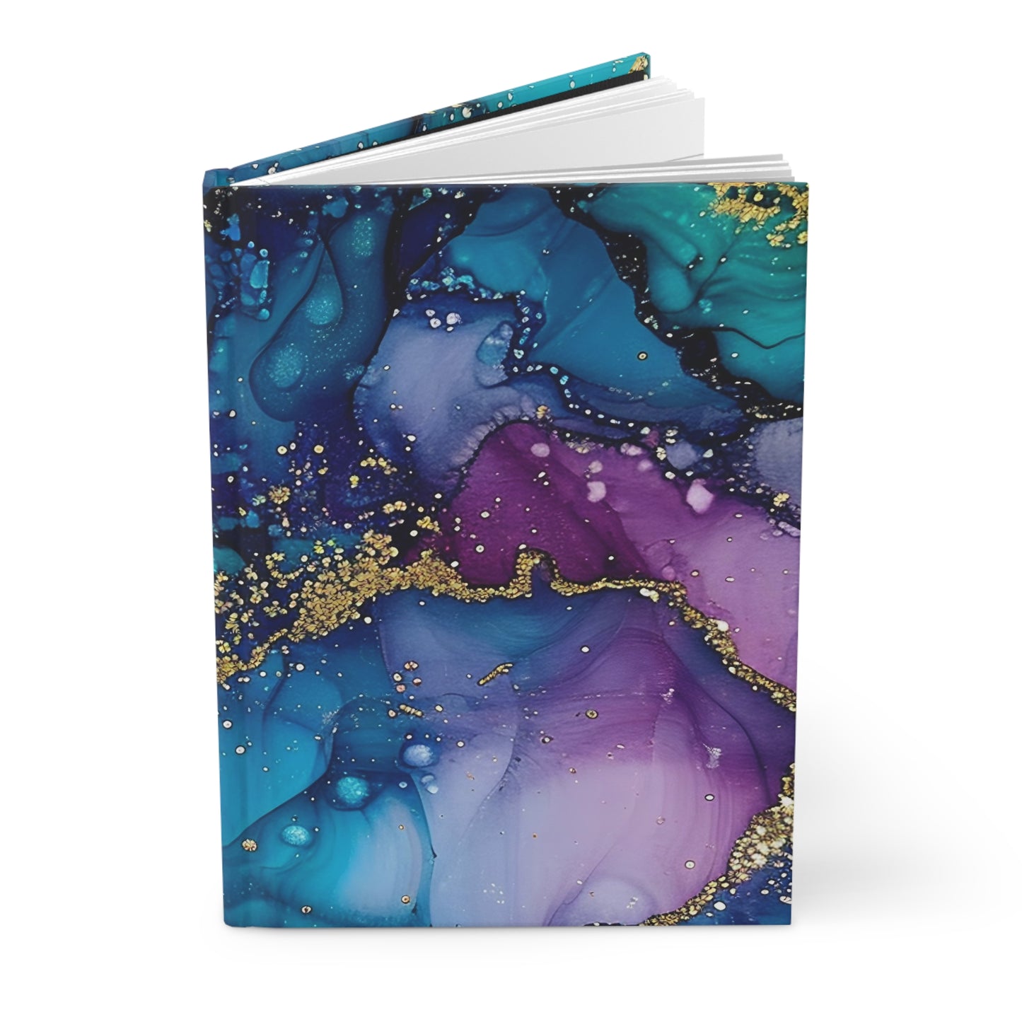 Teal Purple Glitter Journal, Notebook for Writing, Matte Cover, Glamorous Diary, Bullet Journal, Sketchbook, Gift for Writers, Hardcover