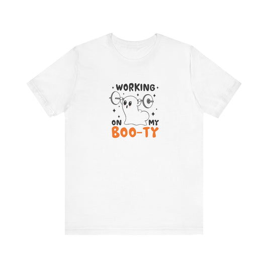 Working on My Booty Ghost Unisex Jersey Short Sleeve Tee Halloween Shirt