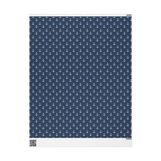 Wrapping Papers Gift Wrap, Nautical Blue and White Anchor Trending Unique Design