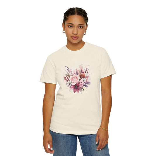 Watercolor Floral Bouquet T-shirt, Unisex Tee, Flower Print Shirt, Botanical Graphic Top, Gardening Gift, Spring Fashion