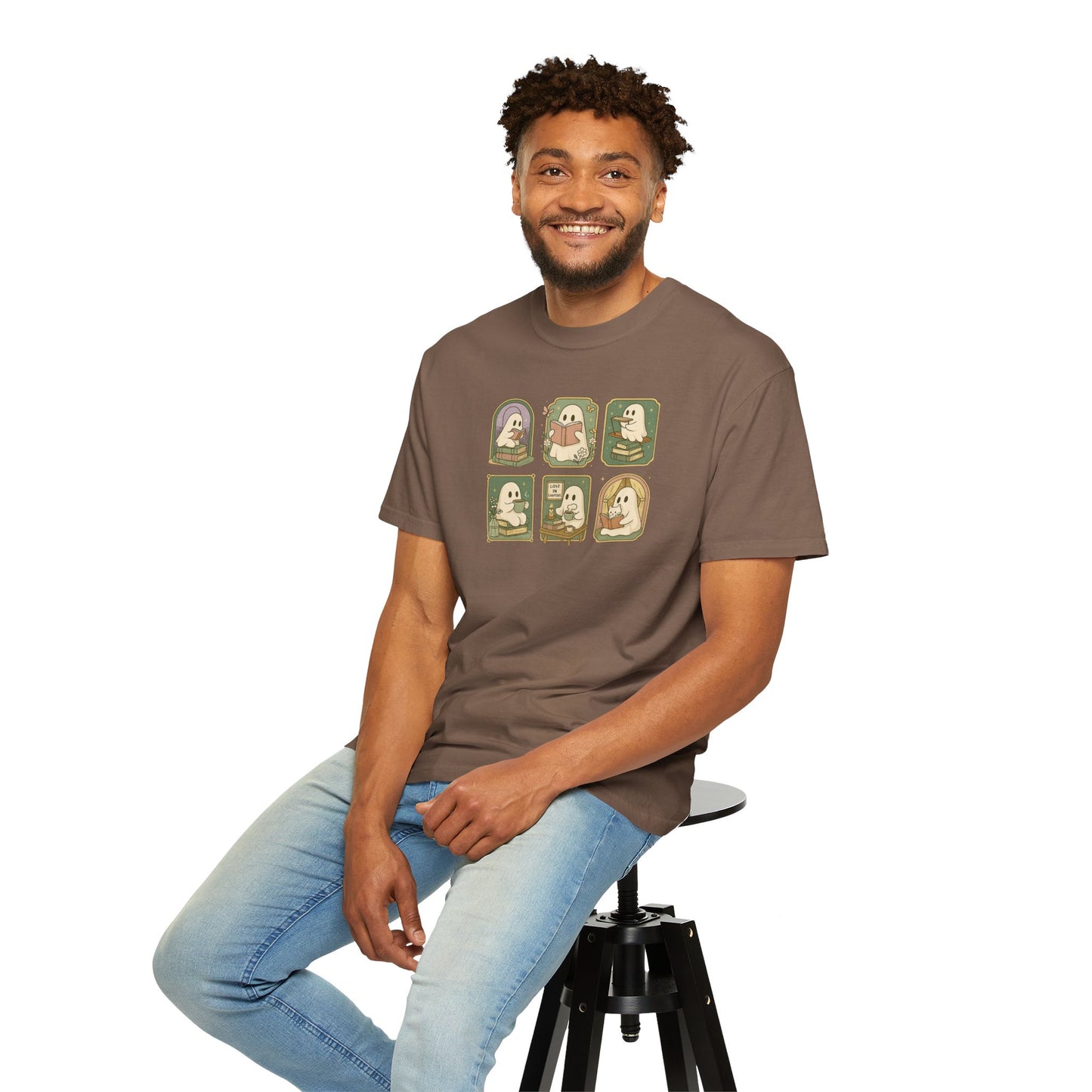 Ghostly Bookish T-Shirt with Cute Frames Design