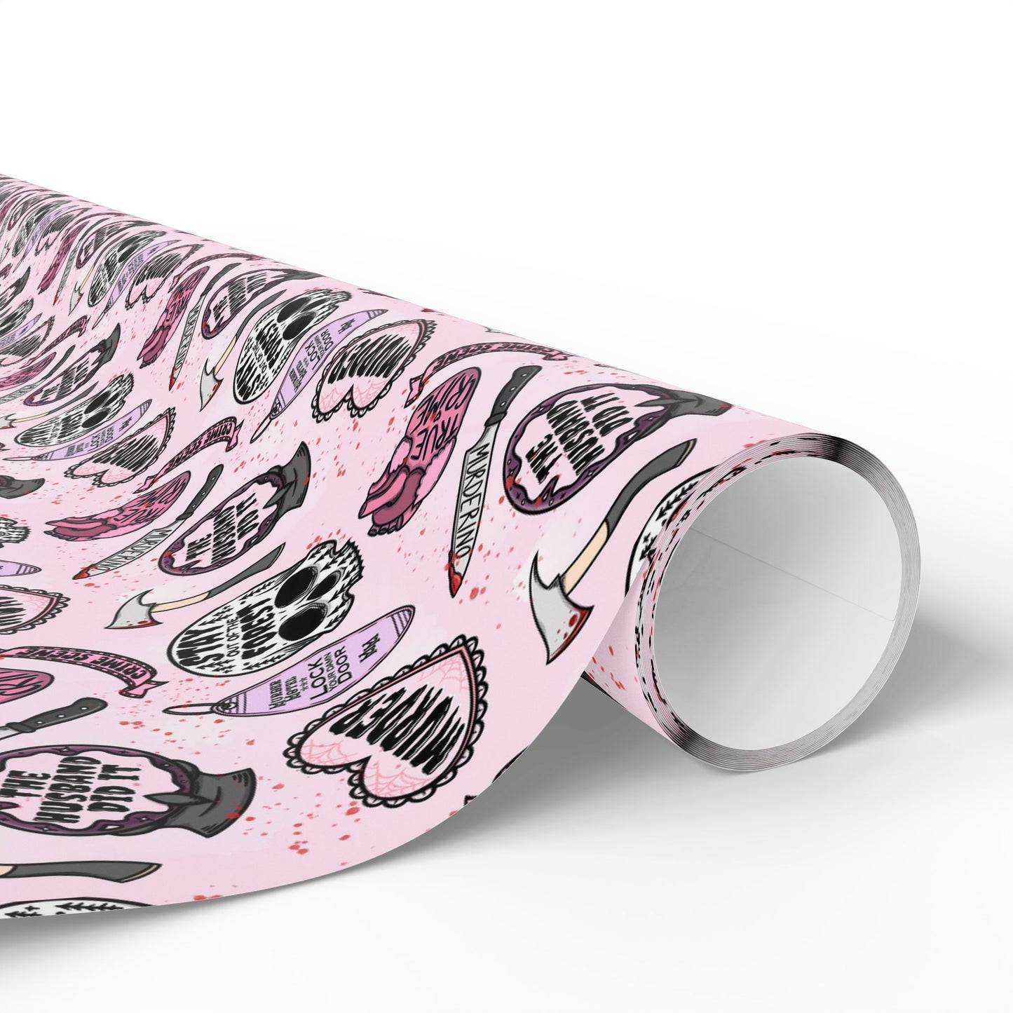 Wrapping Papers - Cute Pastel Pink True Crime Hand Drawn