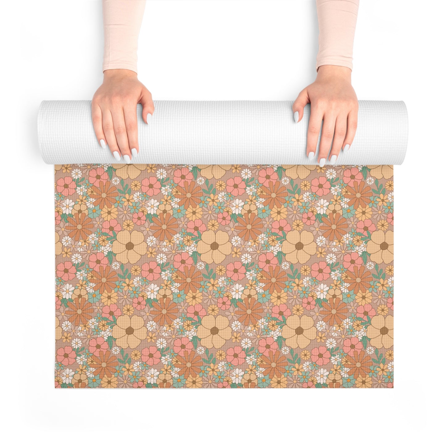 Retro Floral Cottagecore Foam Yoga Mat 24x72in