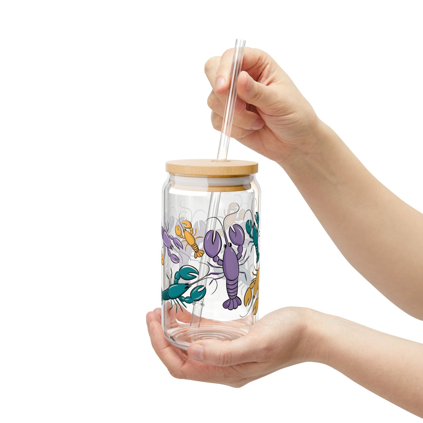 Crawfish Mardi Gras Sipper Glass, 16oz