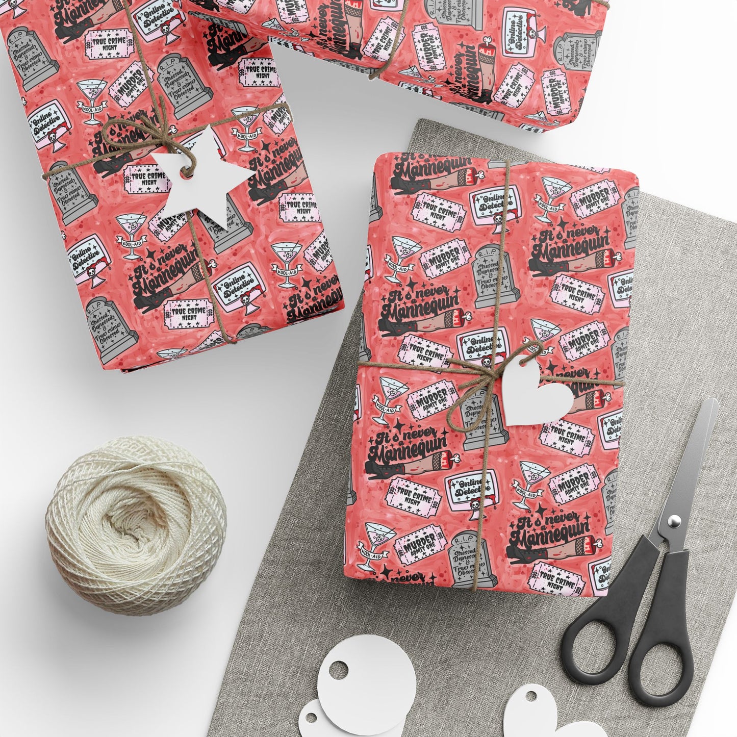 Wrapping Paper - Fun True Crime Hand Drawn Design