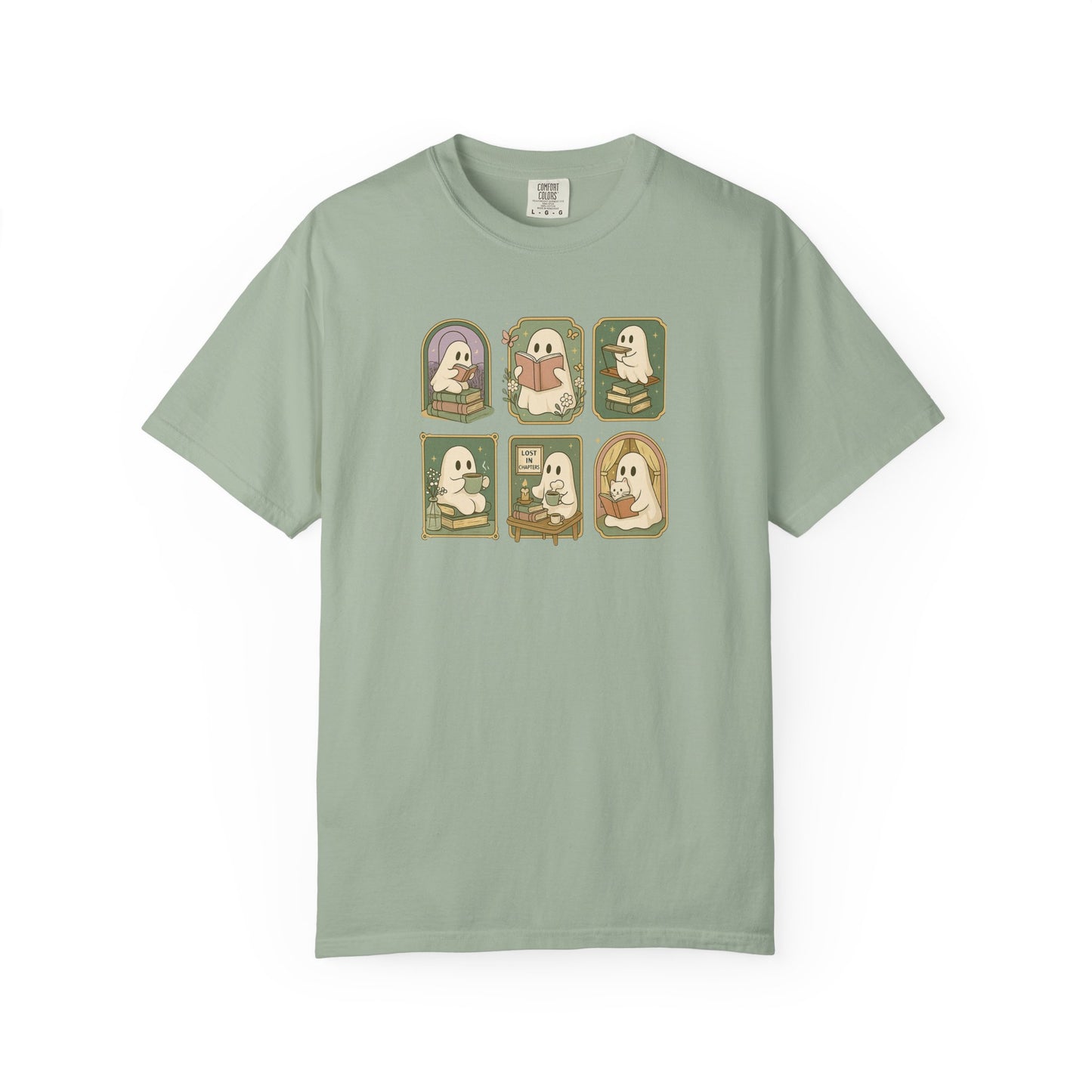 Ghostly Bookish T-Shirt with Cute Frames Design