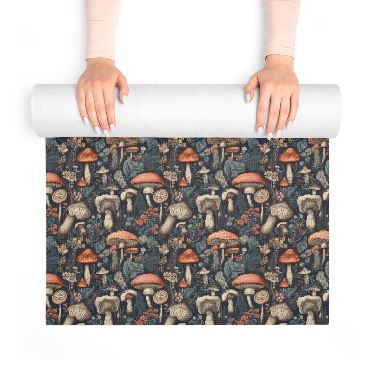 Vintage Cottagecore Mushroom Foam Yoga Mat 24x72in