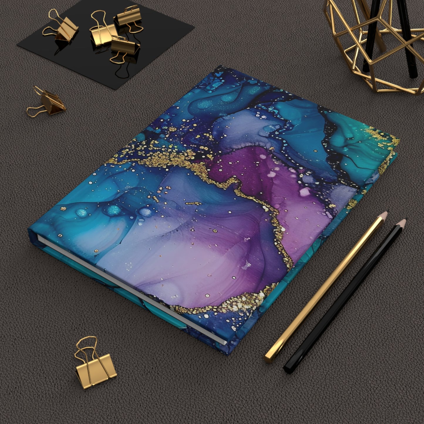Teal Purple Glitter Journal, Notebook for Writing, Matte Cover, Glamorous Diary, Bullet Journal, Sketchbook, Gift for Writers, Hardcover