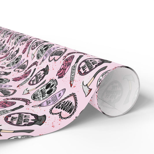 Wrapping Papers - Cute Pastel Pink True Crime Hand Drawn
