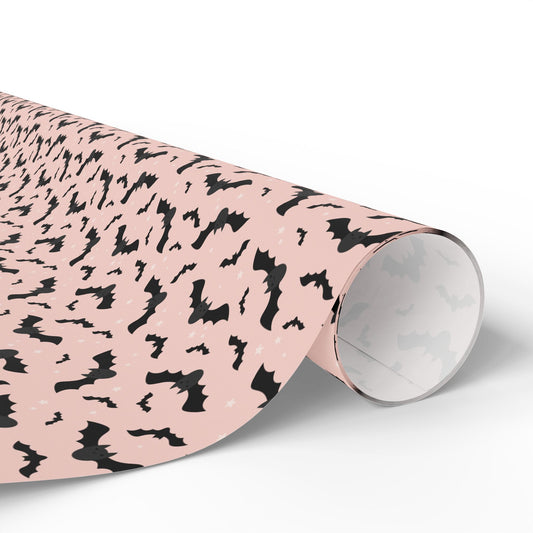 Wrapping Paper - Cute Bat with Pastel Pink Background - Halloween Spooky Gift Wrap