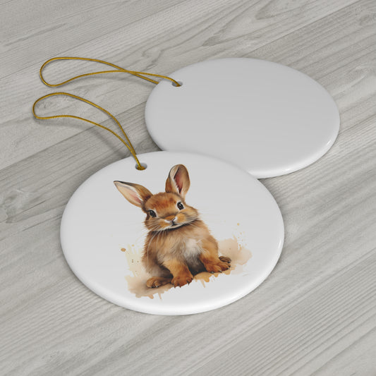 Watercolor Baby Bunny Rabbit Ceramic Ornament