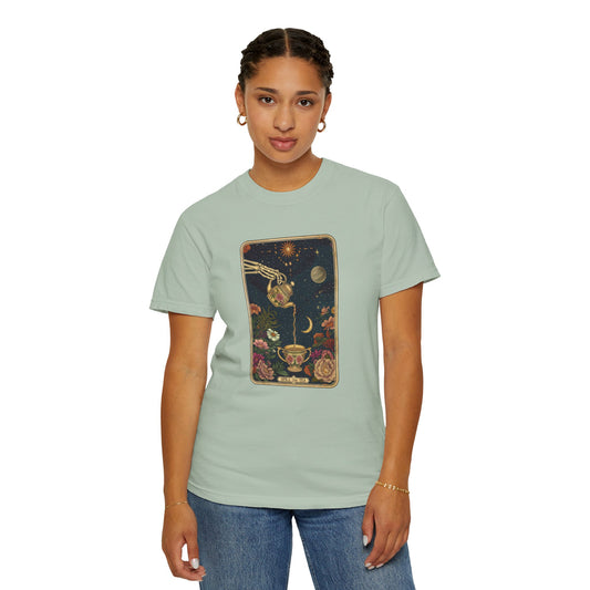 Spill the Tea Tarot Card T-shirt, Unisex Tee for Tarot Lovers, Mystic Apparel, Witchy Shirt, Boho Clothing, Tea Leaf Reading Top