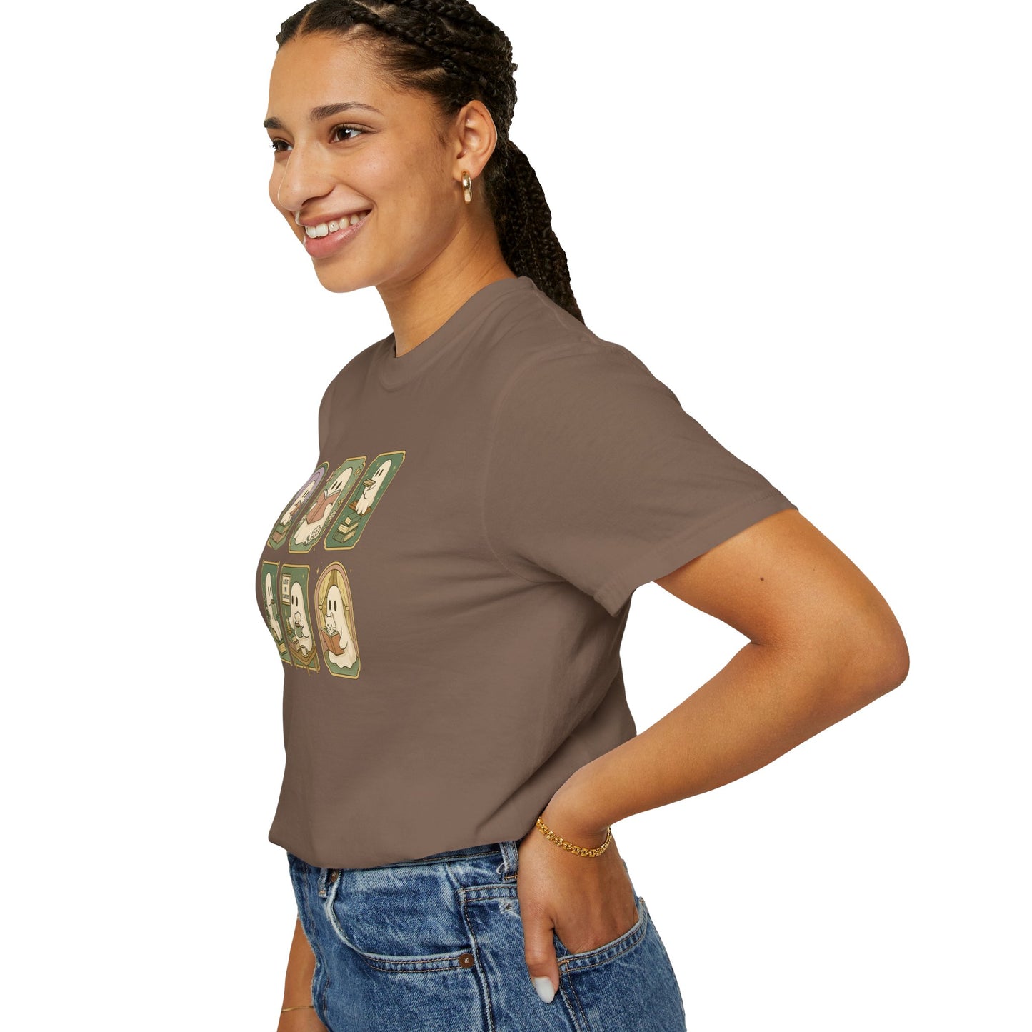 Ghostly Bookish T-Shirt with Cute Frames Design
