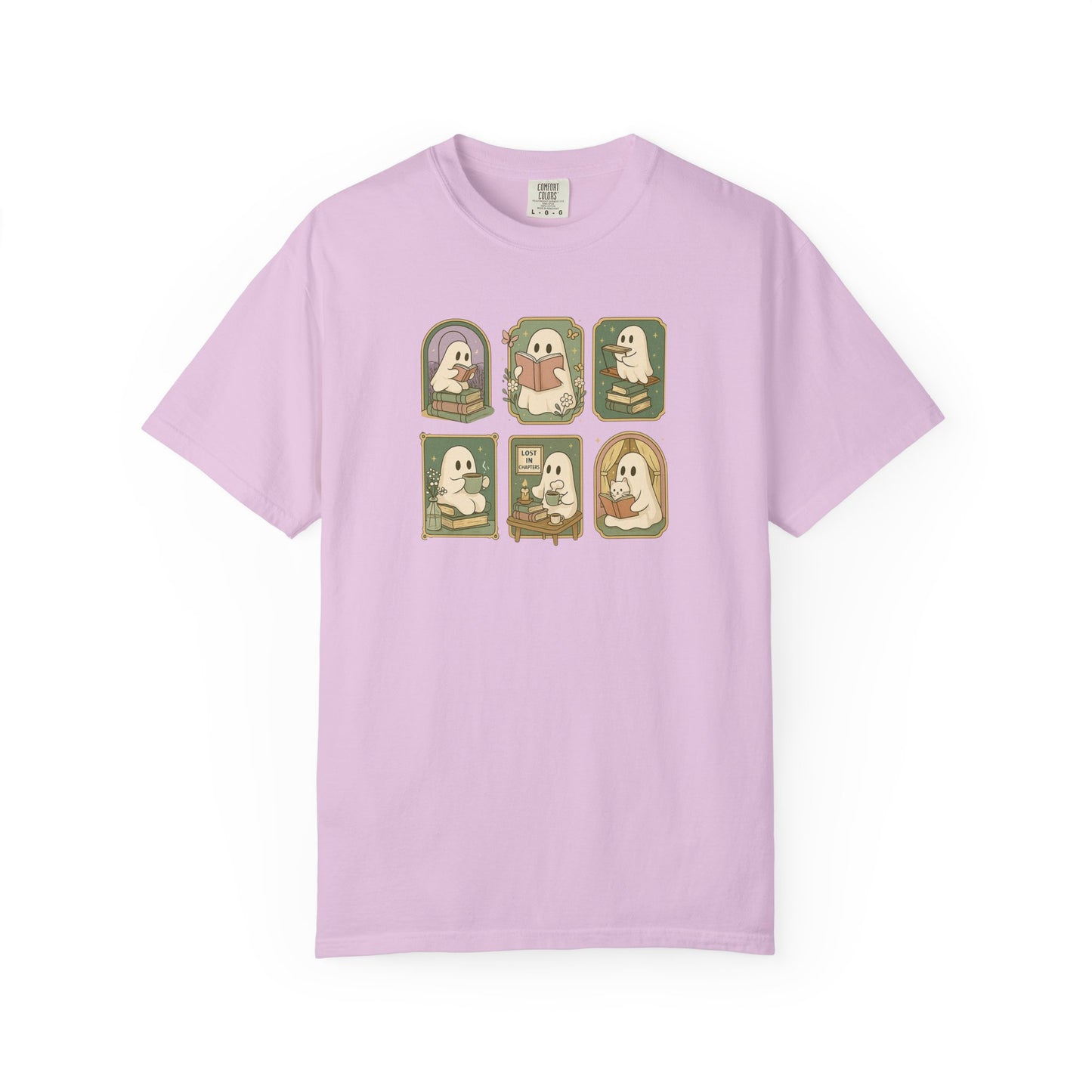 Ghostly Bookish T-Shirt with Cute Frames Design
