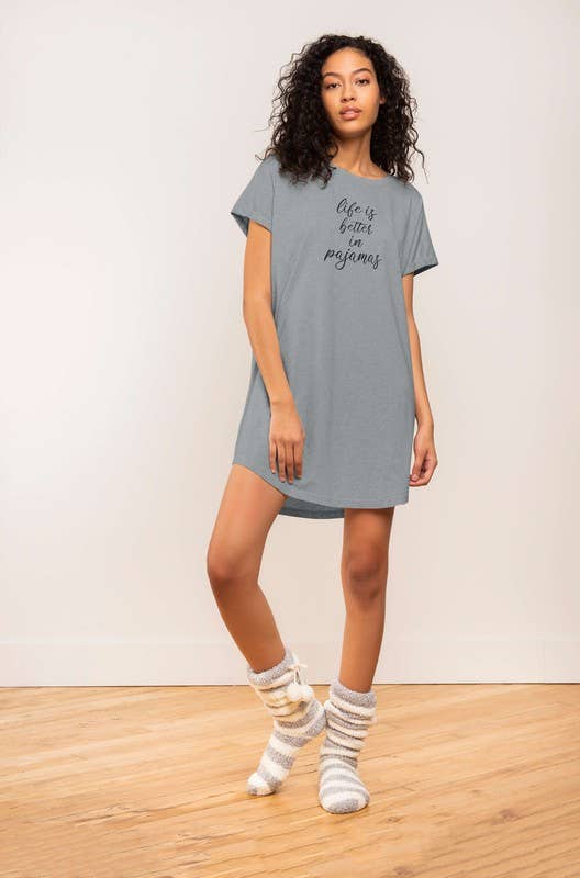 SLEEPSHIRT WITH 'LIFE IS BETTER IN PAJAMAS