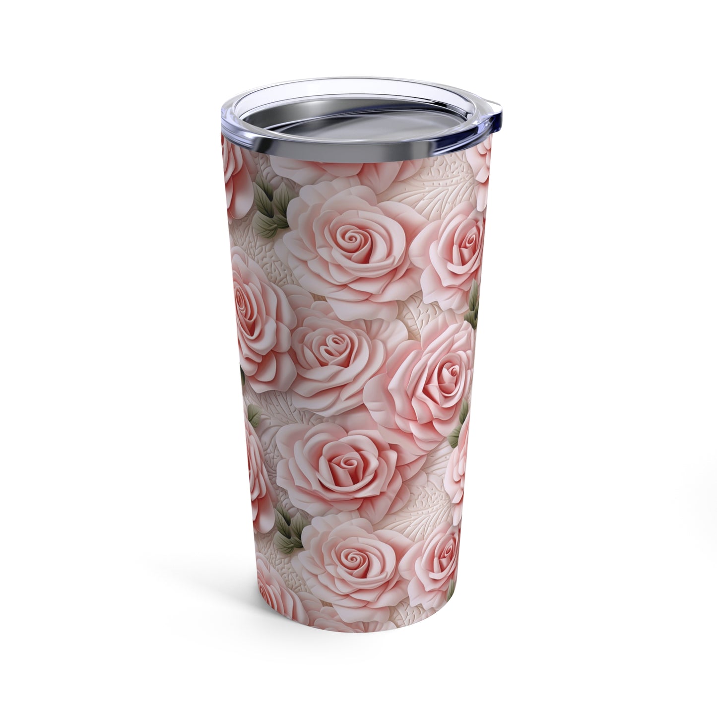 Leather and Pink Rose Tumbler 20oz Flower Tumbler