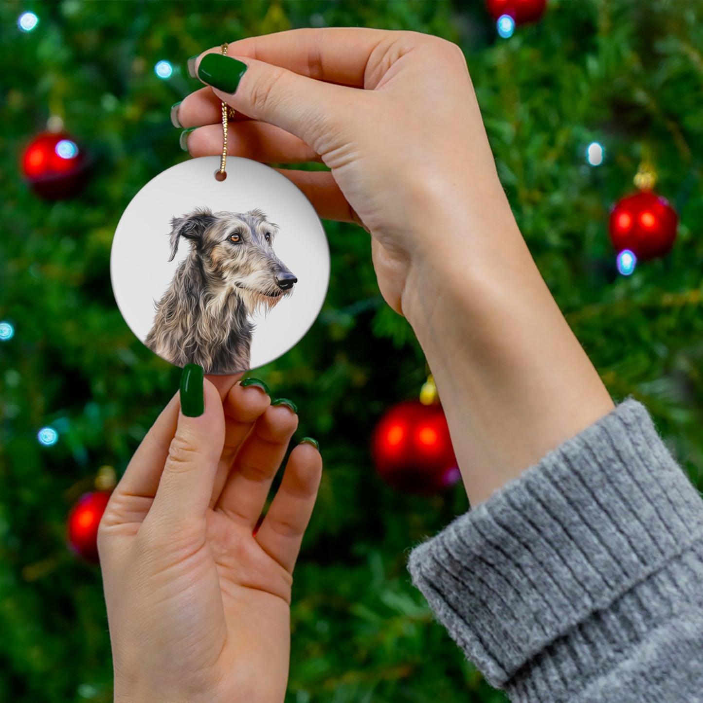Scotttish Deerhound Ceramic Ornament