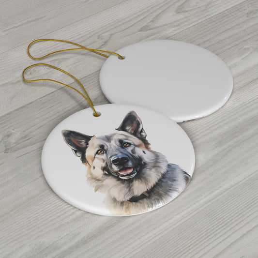 Norwegian Elkhound Ceramic Ornament