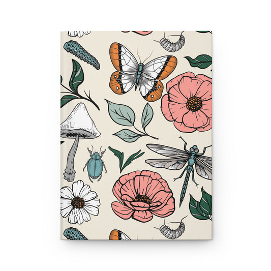 Cottagecore Floral Bug and Mushroom Hardcover Journal