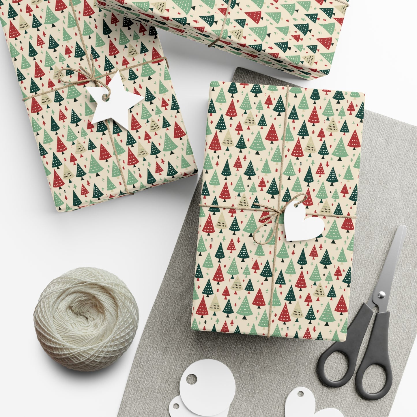 Holiday Gift Wrap Papers, Christmas Trees, Multi Color Wrapping Sheets, Festive Packaging Supplies, Xmas Gift Wrap Roll