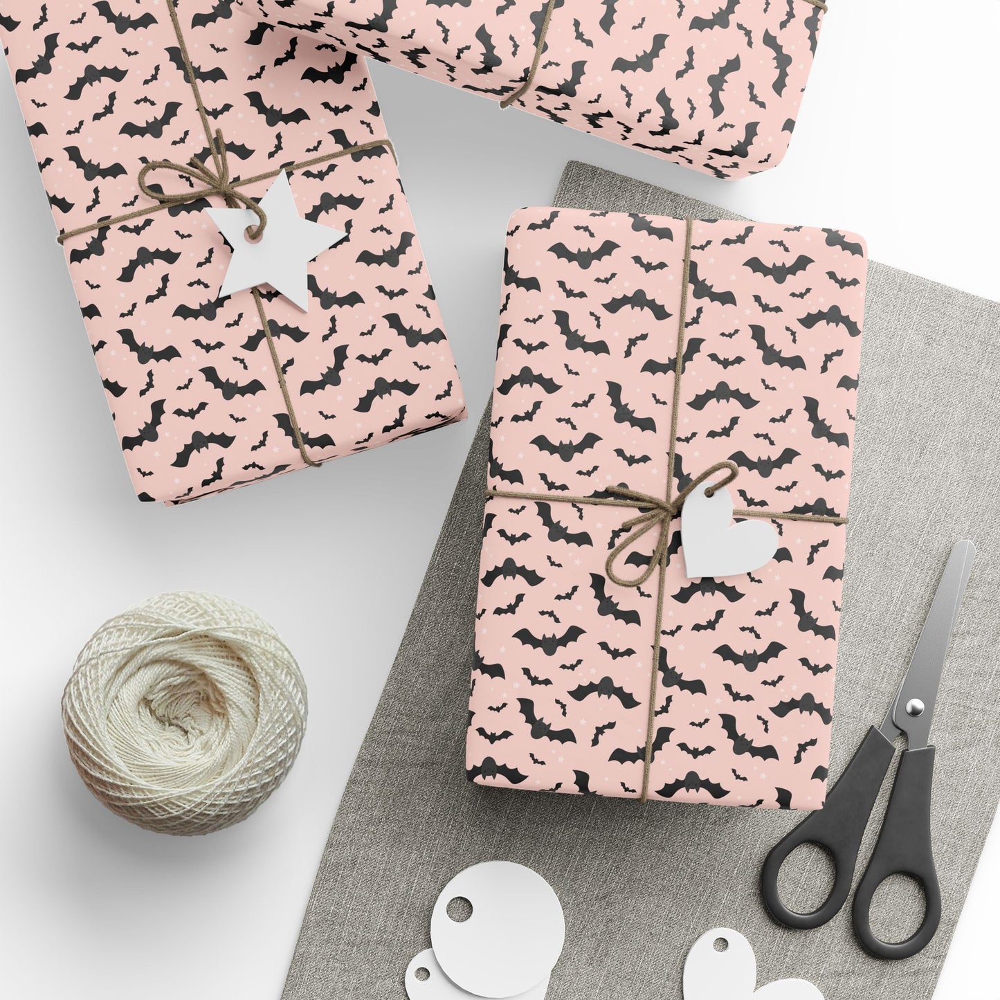 Wrapping Paper - Cute Bat with Pastel Pink Background - Halloween Spooky Gift Wrap