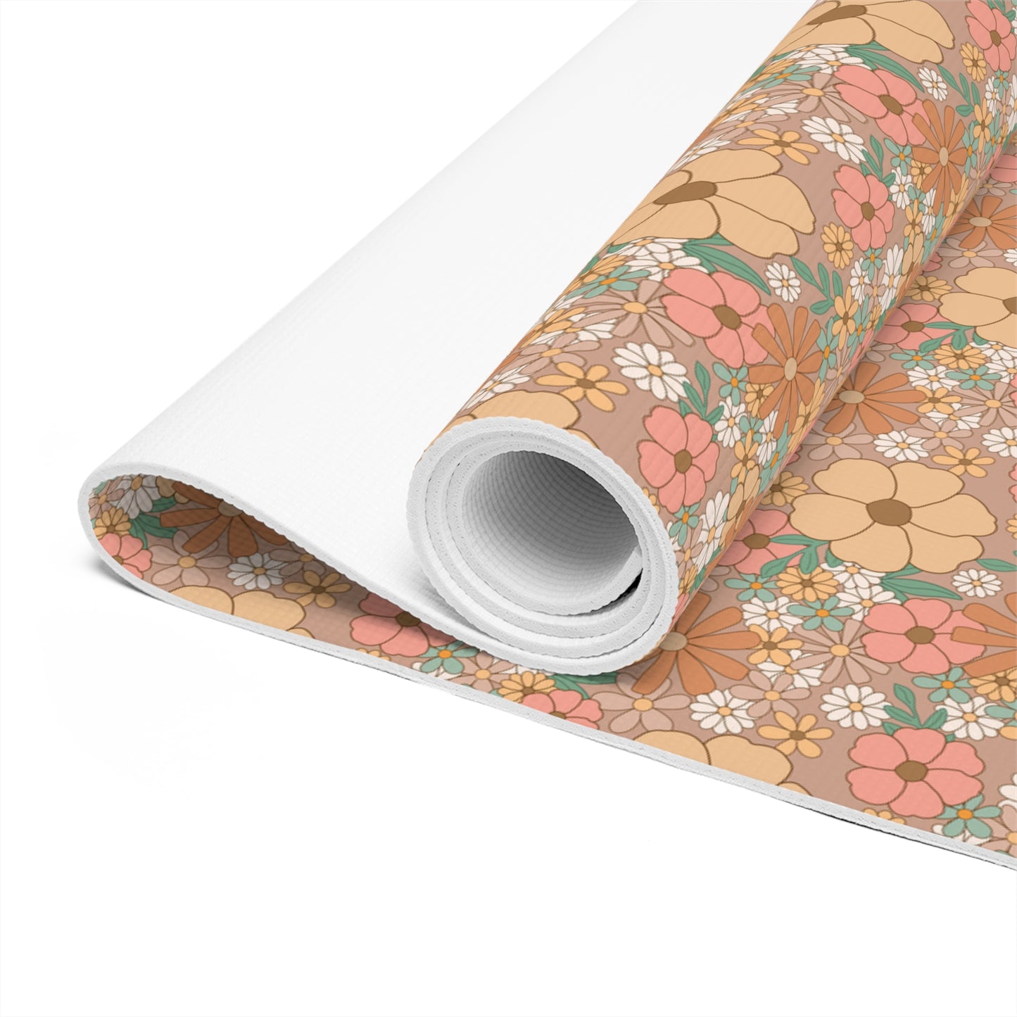 Retro Floral Cottagecore Foam Yoga Mat 24x72in