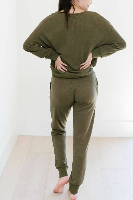 Waye Waffle Set in Military Green