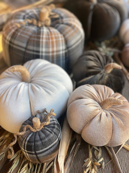 Lrg. White Velvet Pumpkin