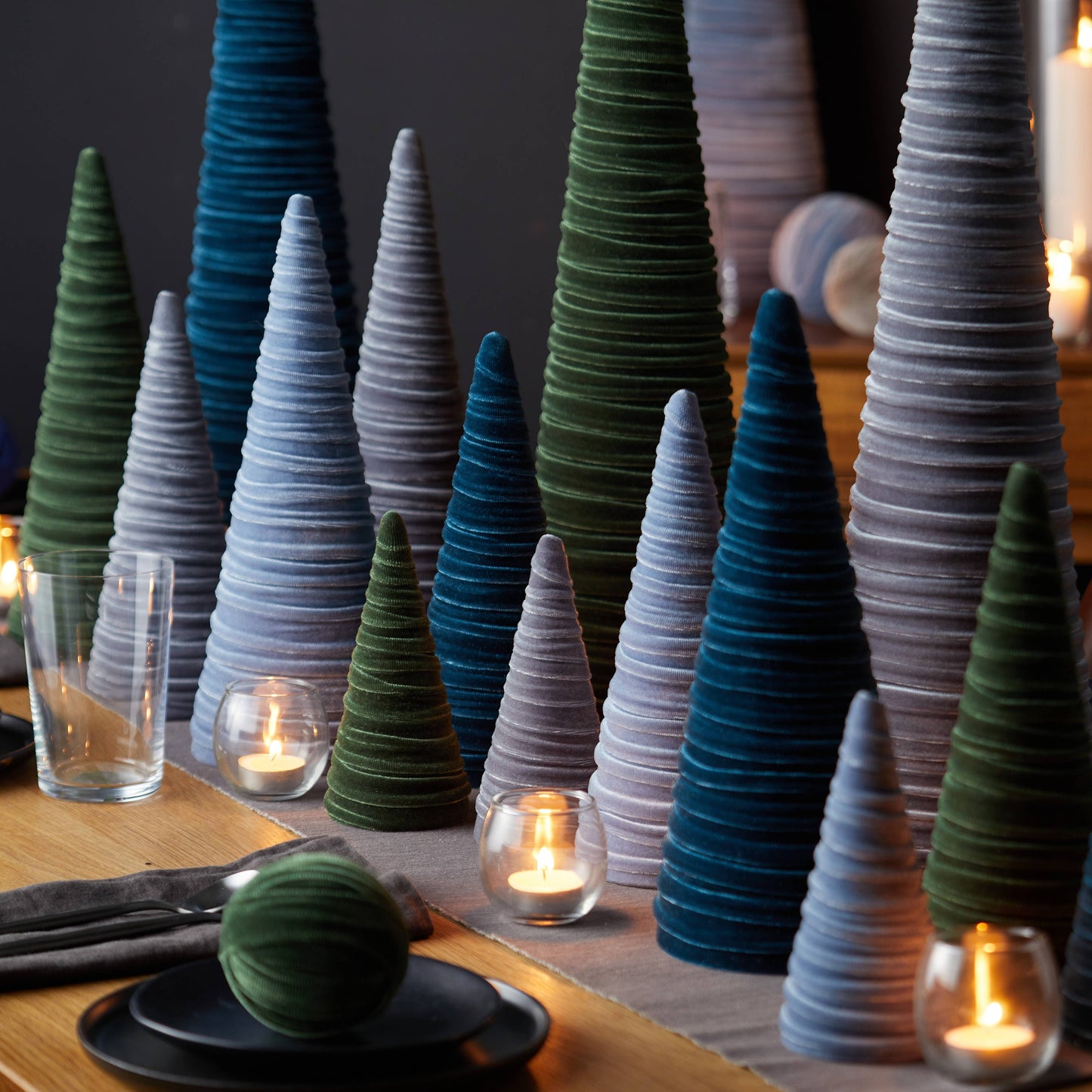Christmas Tree Cones Velvet Medium