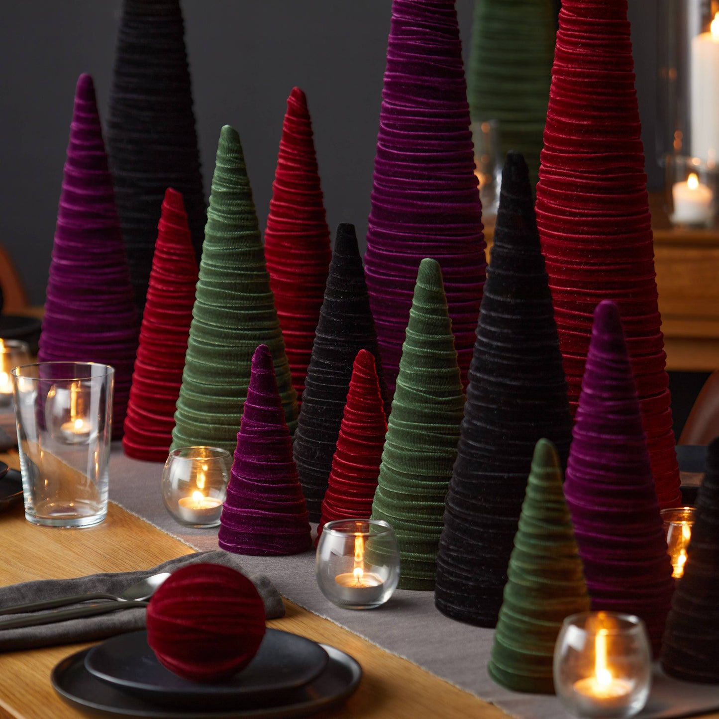 Christmas Tree Cones Velvet Medium