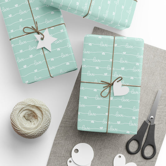 Pastel Green Love Wrapping Paper