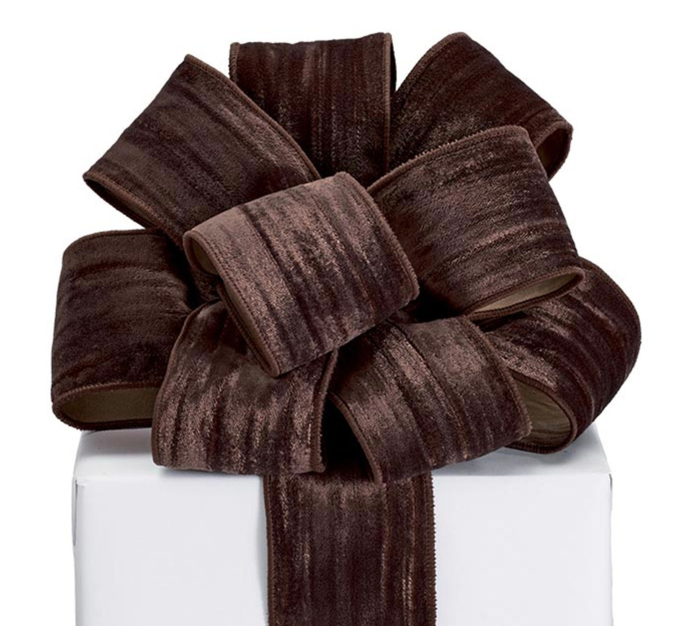 Elegant Crinkled Chocolate Brown Velvet Ribbon - 2.5" Wide x 20 Yards #40 Bow Ribbon