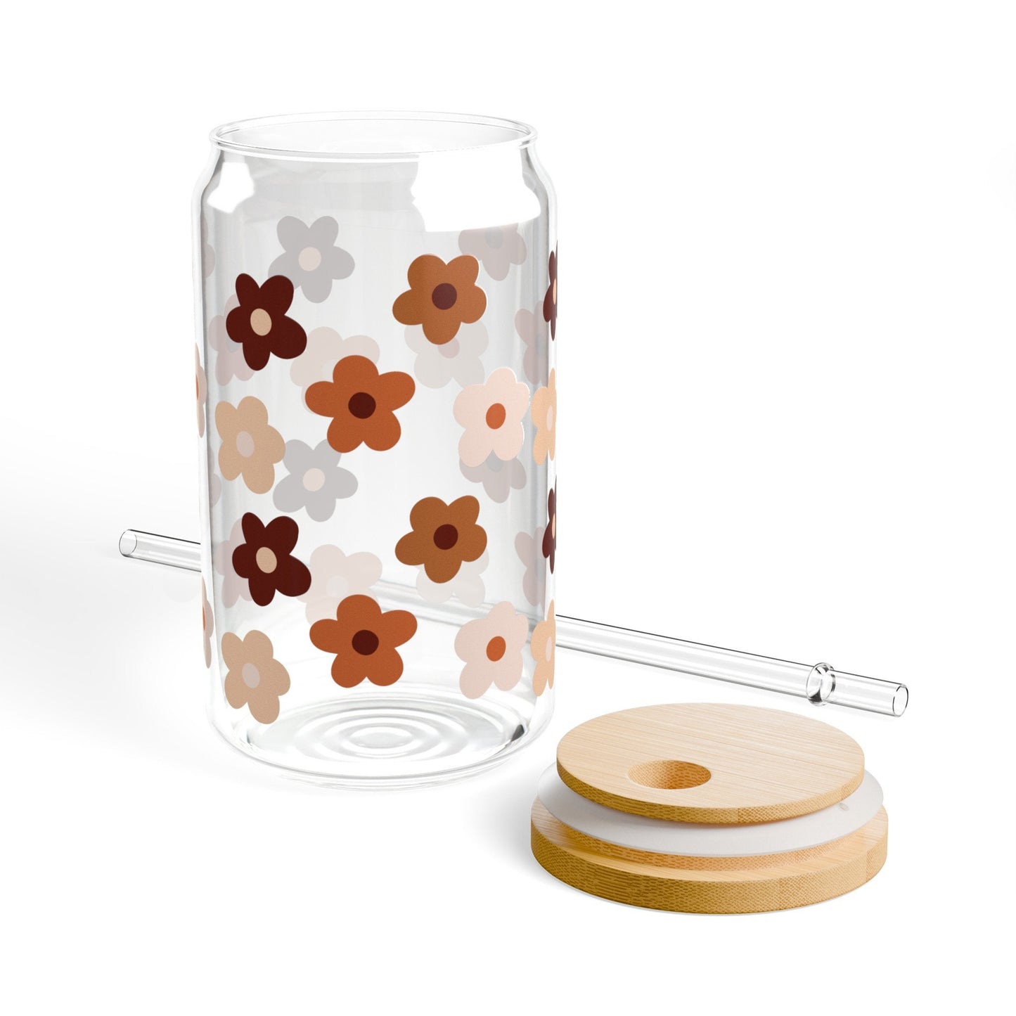 Boho Flowers Sipper Glass, 16oz