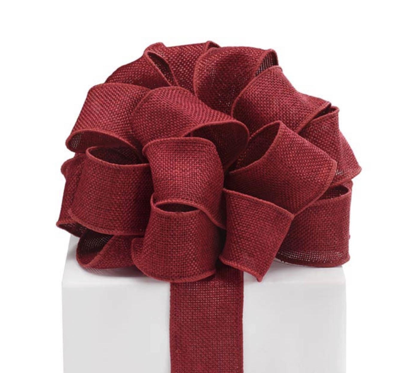 Burgundy Burlap Ribbon - 1.5" Wide x 10 Yards #9 Bow Ribbon