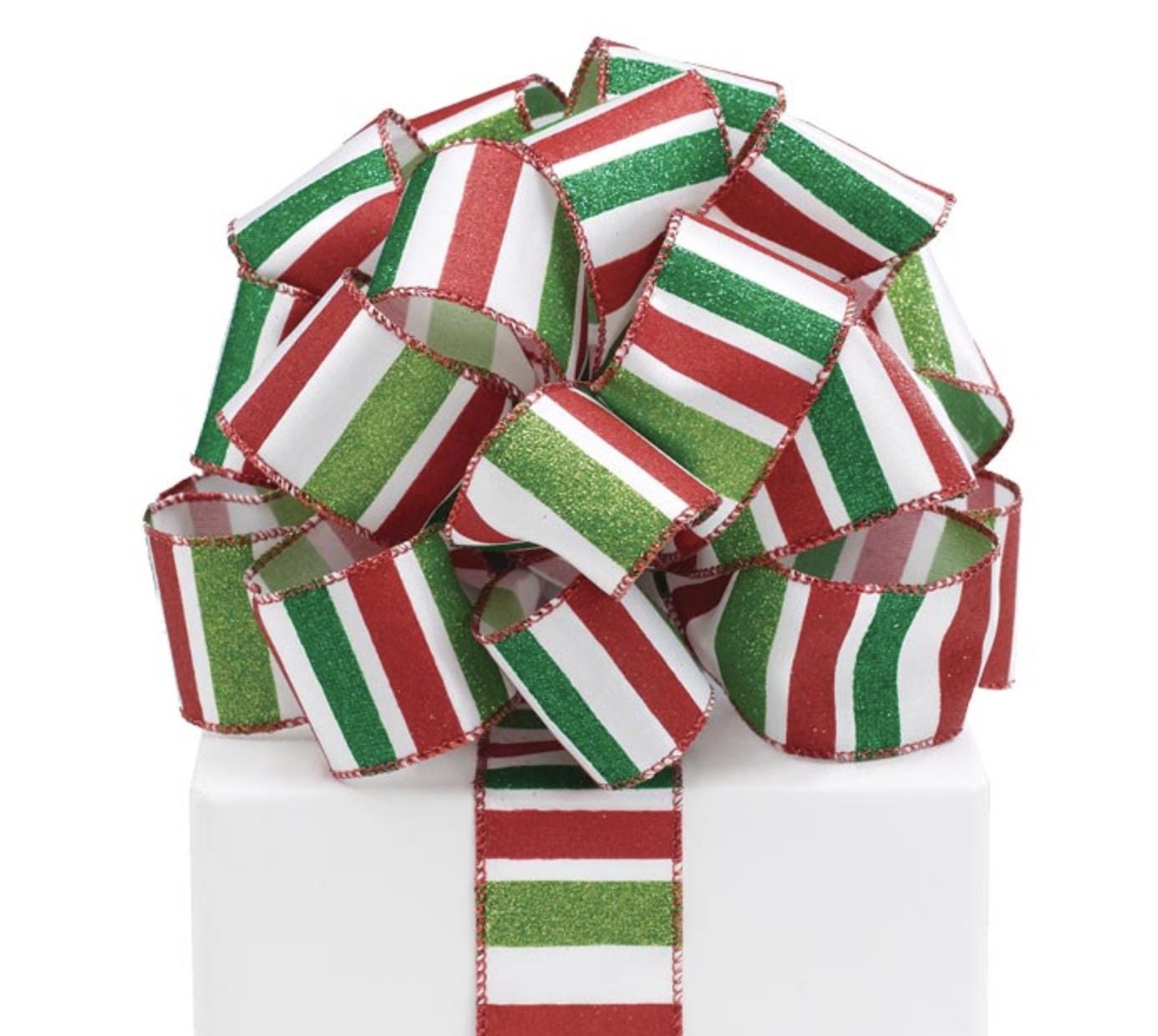 Christmas Stripe Ribbon - 1.5" Wide x 20 Yards #9 Bow Ribbon