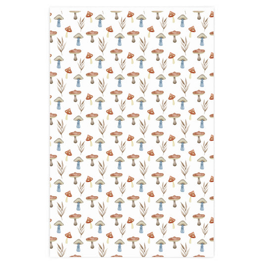 Red and Brown Watercolor Mushroom Gift Wrapping Paper Unique Gift Wrap