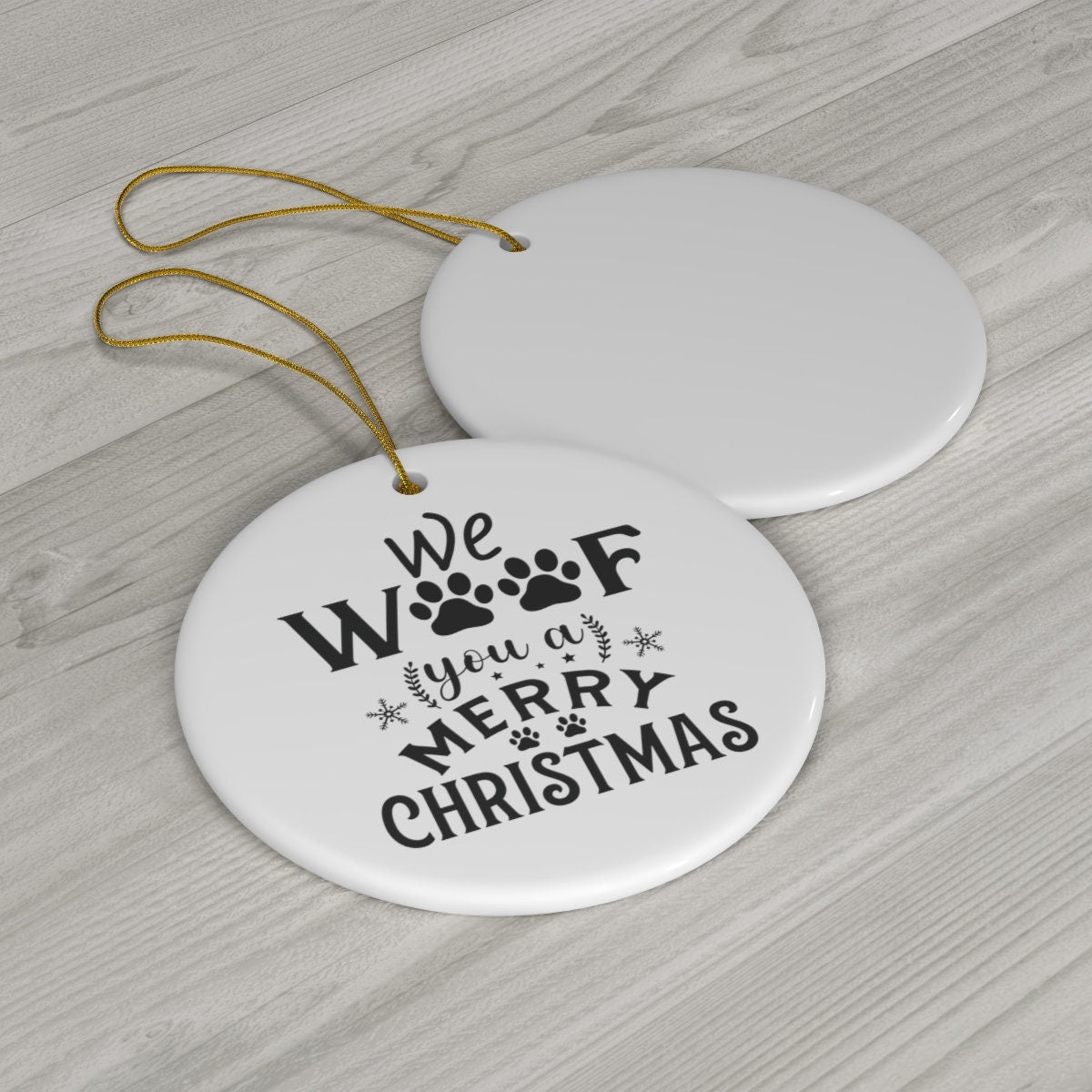We Woof You a Merry Christmas Circle Pet Ceramic Ornament Dog Ornament
