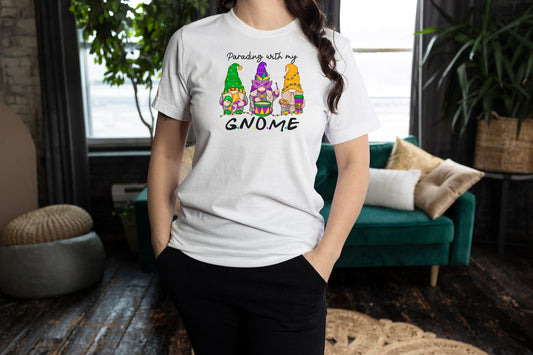 Parading with my Gnome Unisex T Shirt Mardi Gras Parade Shirt Parade T Shirt Mardai Gra Tee