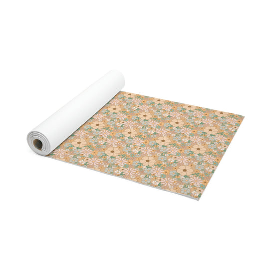 Retro Cottagecore Floral Foam Yoga Pilates Mat 24x72in