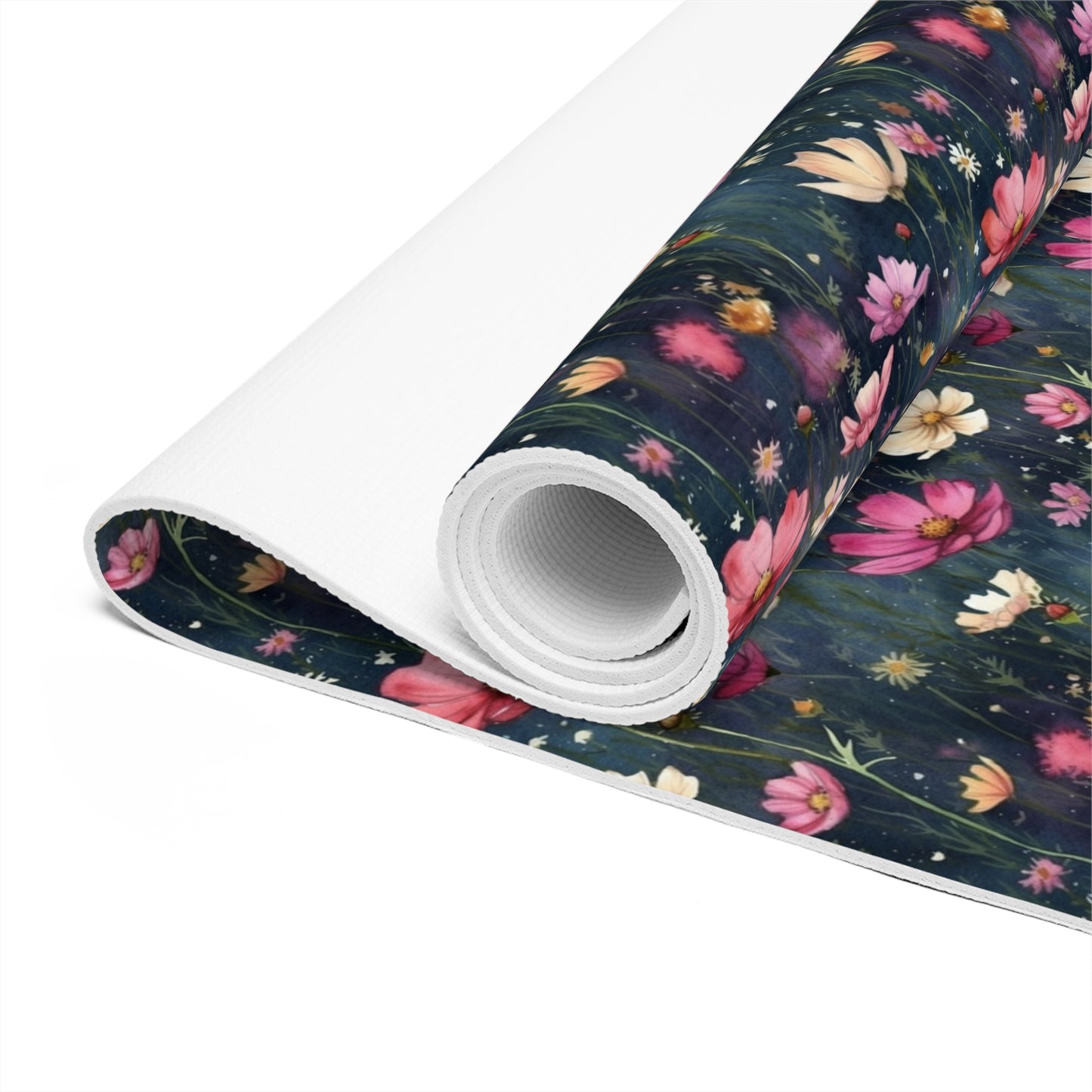Field of Cosmos Cottagecore Foam Yoga Mat 24x72in