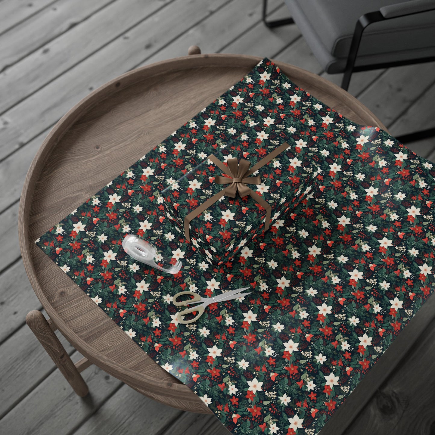 Christmas Flower Gift Wrapping Paper