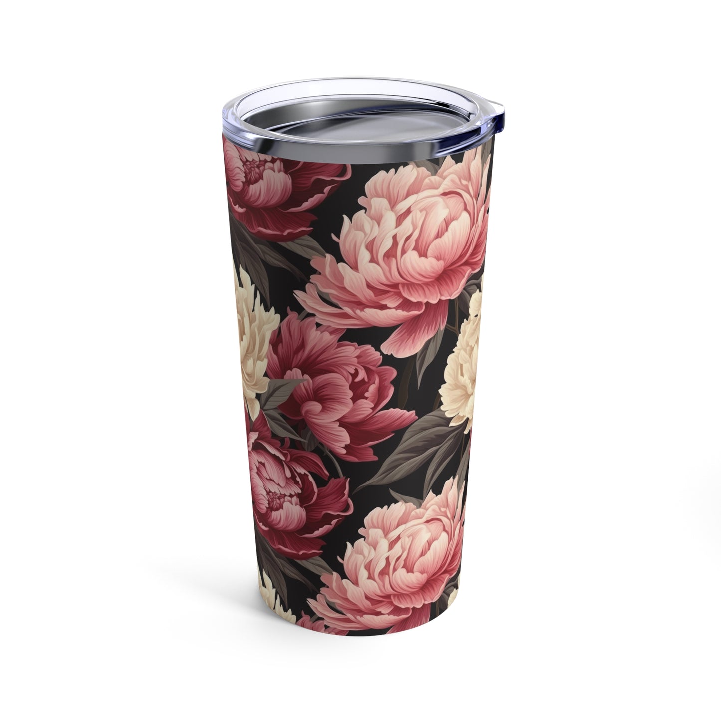 Pink and White Peony Tumbler 20oz Flower Tumbler Garden Theme